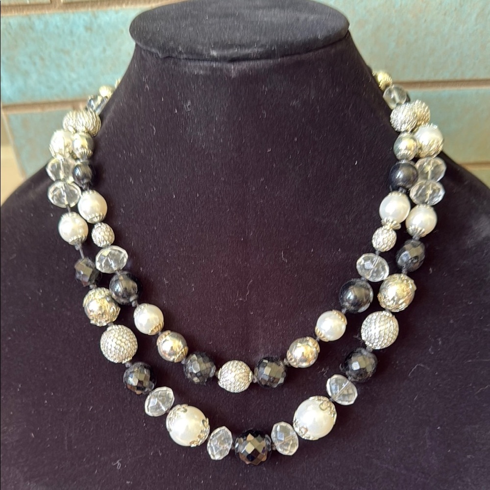 Black and Silver Statement Necklace WHBM